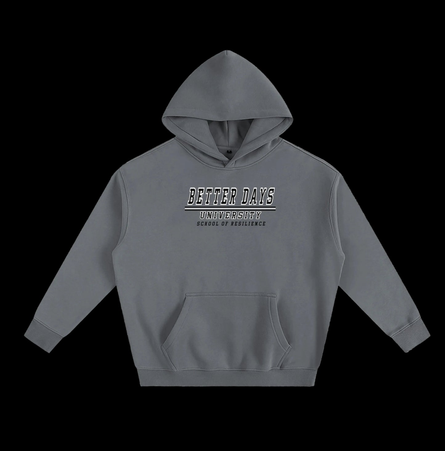 ODMPOD BD University Hoodie in gray, front view showing the embroidered university logo on the chest.