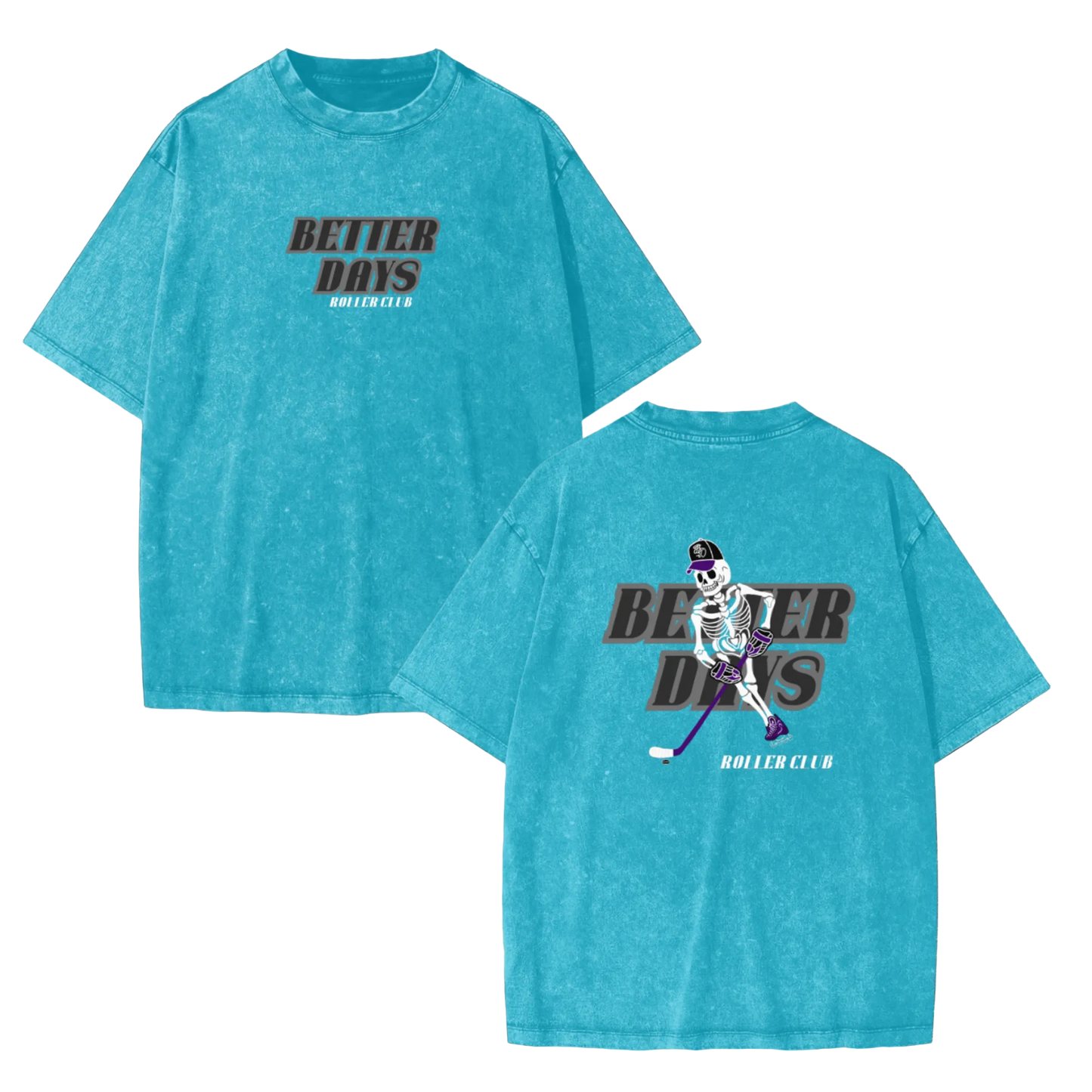 Youth ODMPOD Roller Club T-shirt in black with colorful roller skate graphic, casual fit, and soft cotton fabric.