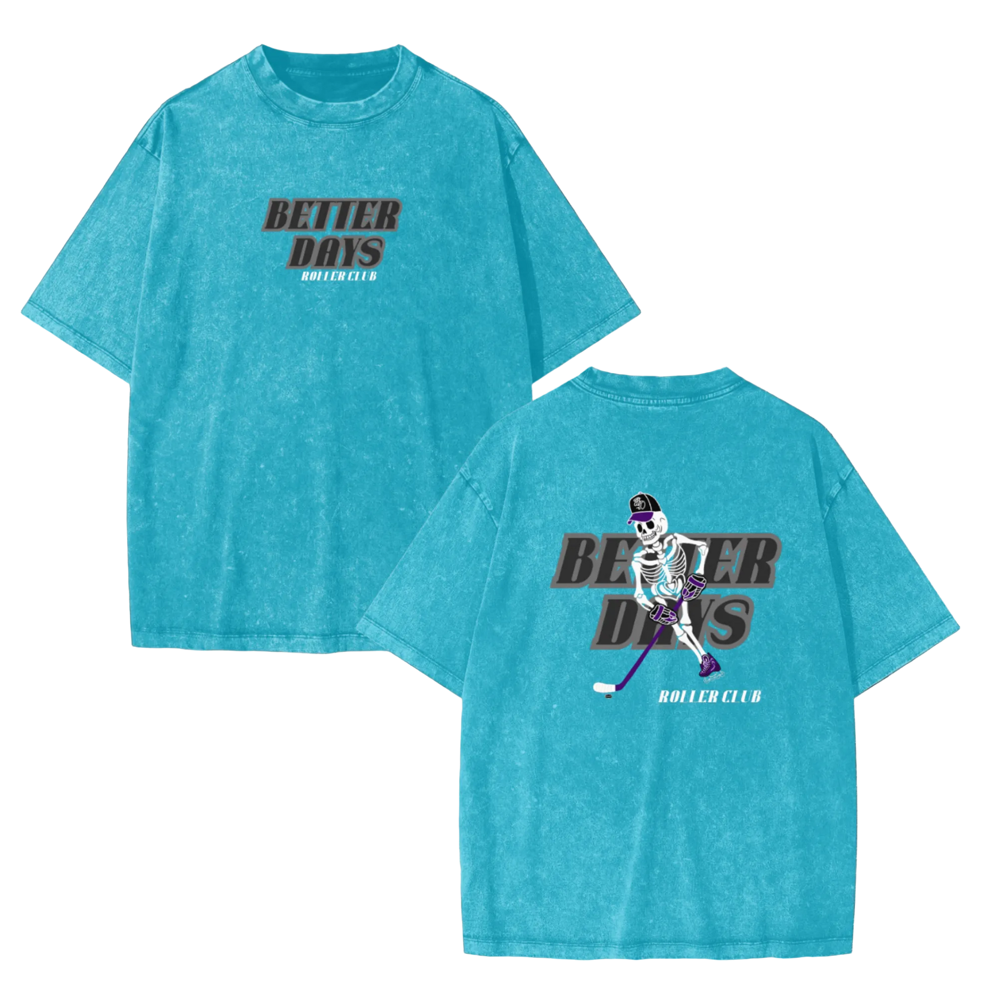 Youth ODMPOD Roller Club T-shirt in black with colorful roller skate graphic, casual fit, and soft cotton fabric.