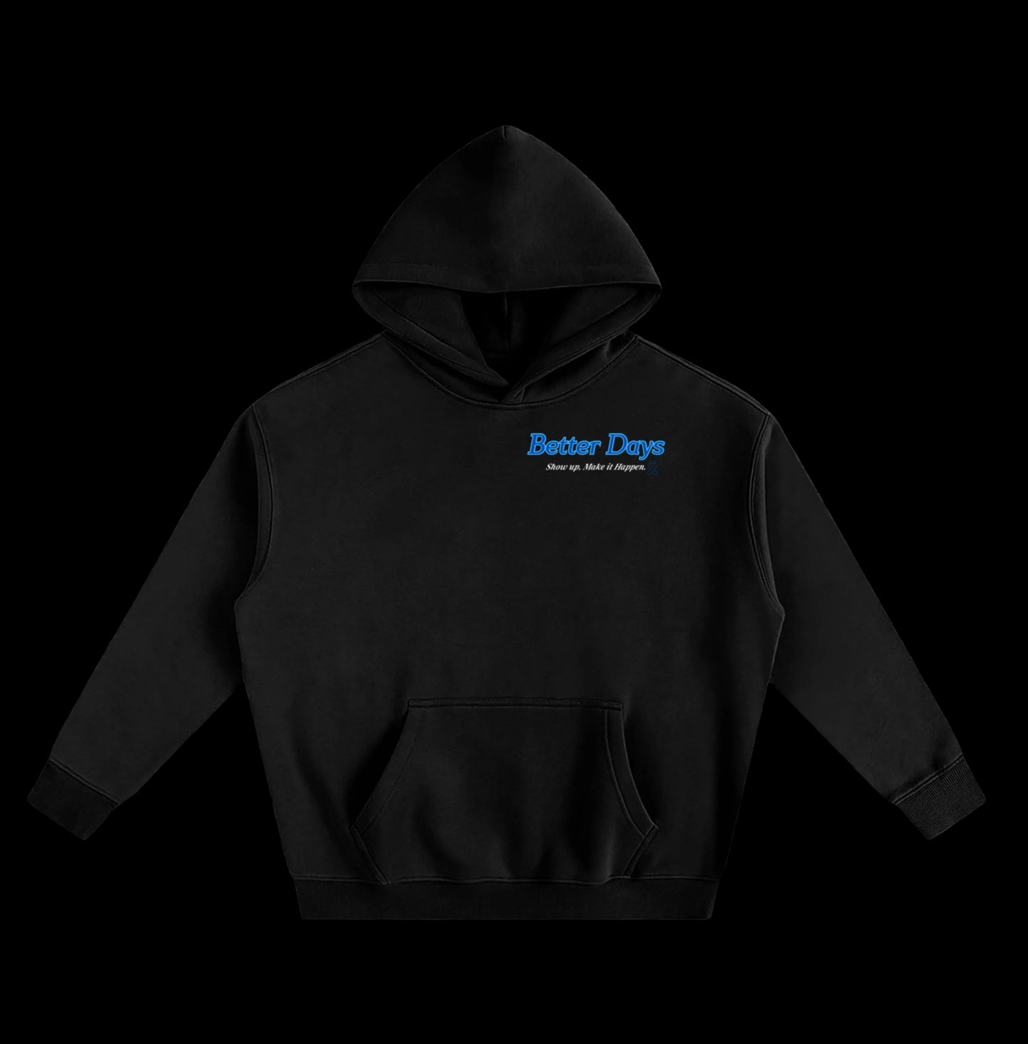 ODMPOD Show Up Oversized Comfort Hoodie in soft fabric, featuring a relaxed fit and cozy design, displayed on a hanger.