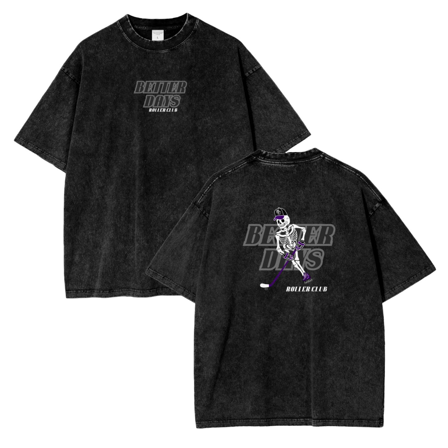 Black ODMPOD Roller Club T-Shirt with bold graphic design on front, casual fit, and short sleeves.