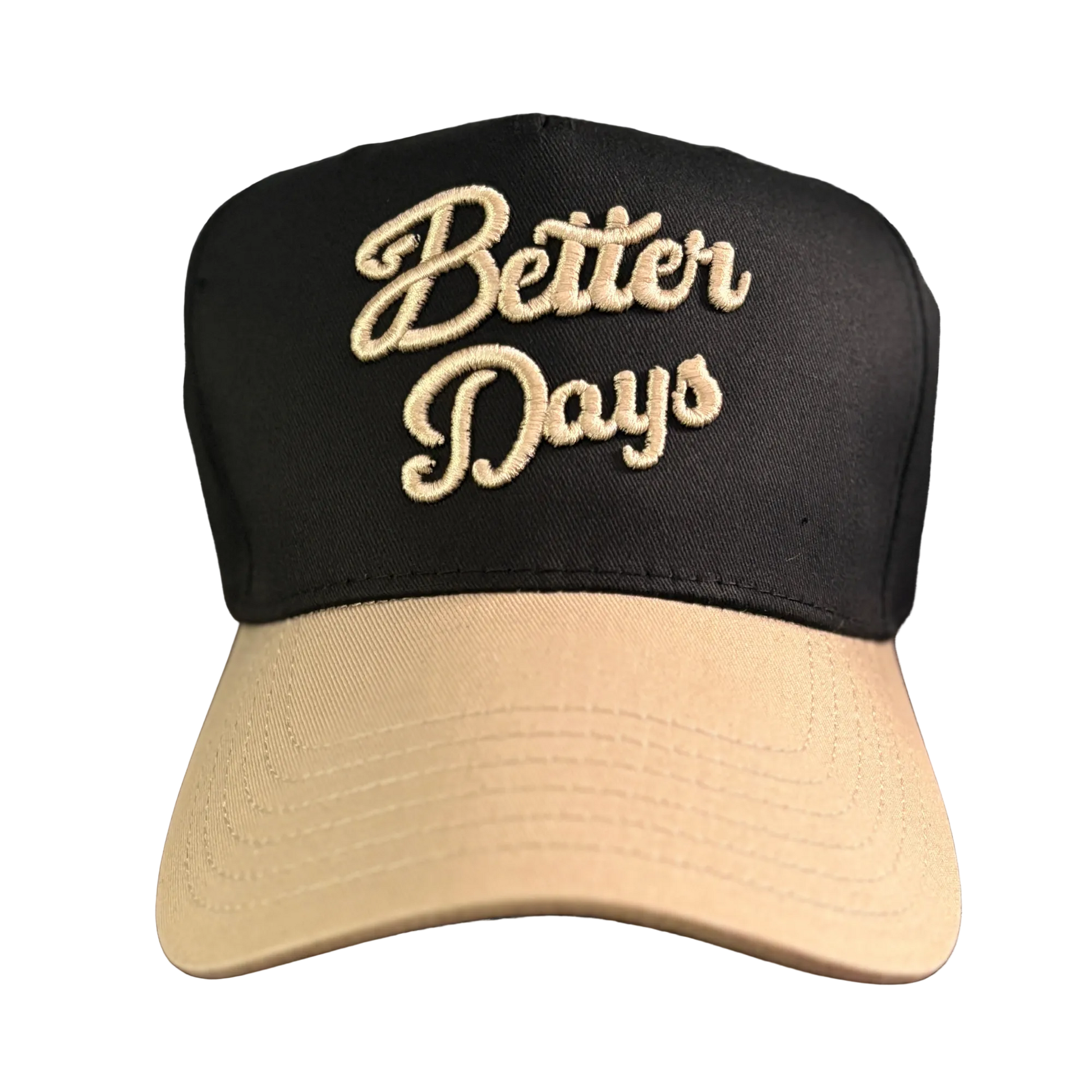 Better Days Company Long Island Gold Standard Hat with adjustable strap and classic design, shown in black.