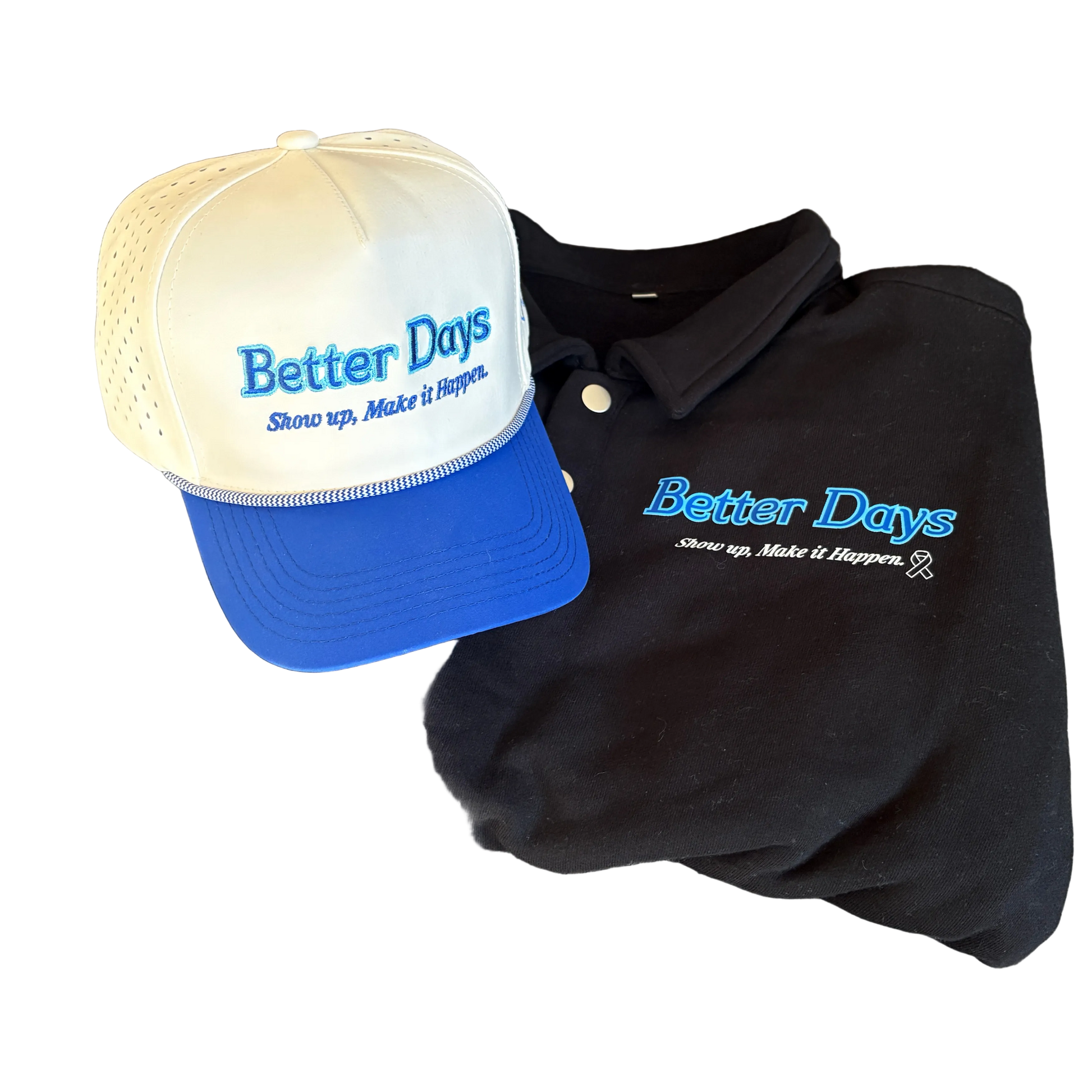 ODMPOD Show Up Heavyweight Polo Sweatshirt in navy, featuring a classic polo collar and embroidered logo on the chest.