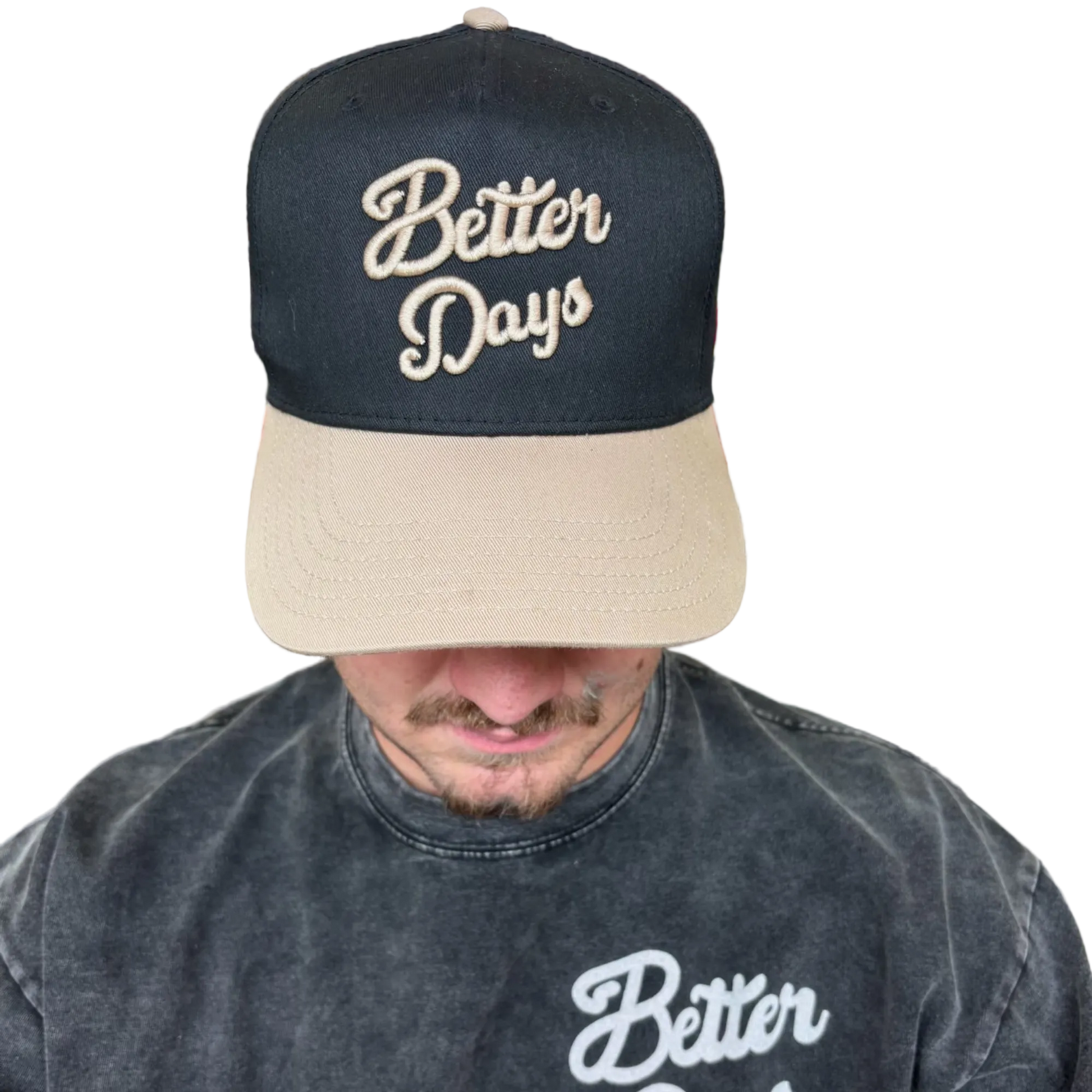 Better Days Company Long Island gold standard hat featuring a classic style with a gold emblem on the front.
