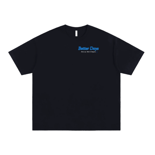 ODMPOD Show Up Oversized Tee in white, featuring a relaxed fit and casual style, displayed on a mannequin.