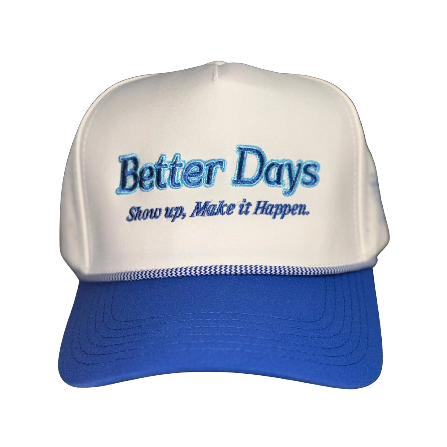 Better Days Company Long Island Show Up for LCH Rope Hat, stylish casual hat with rope detail and adjustable strap.