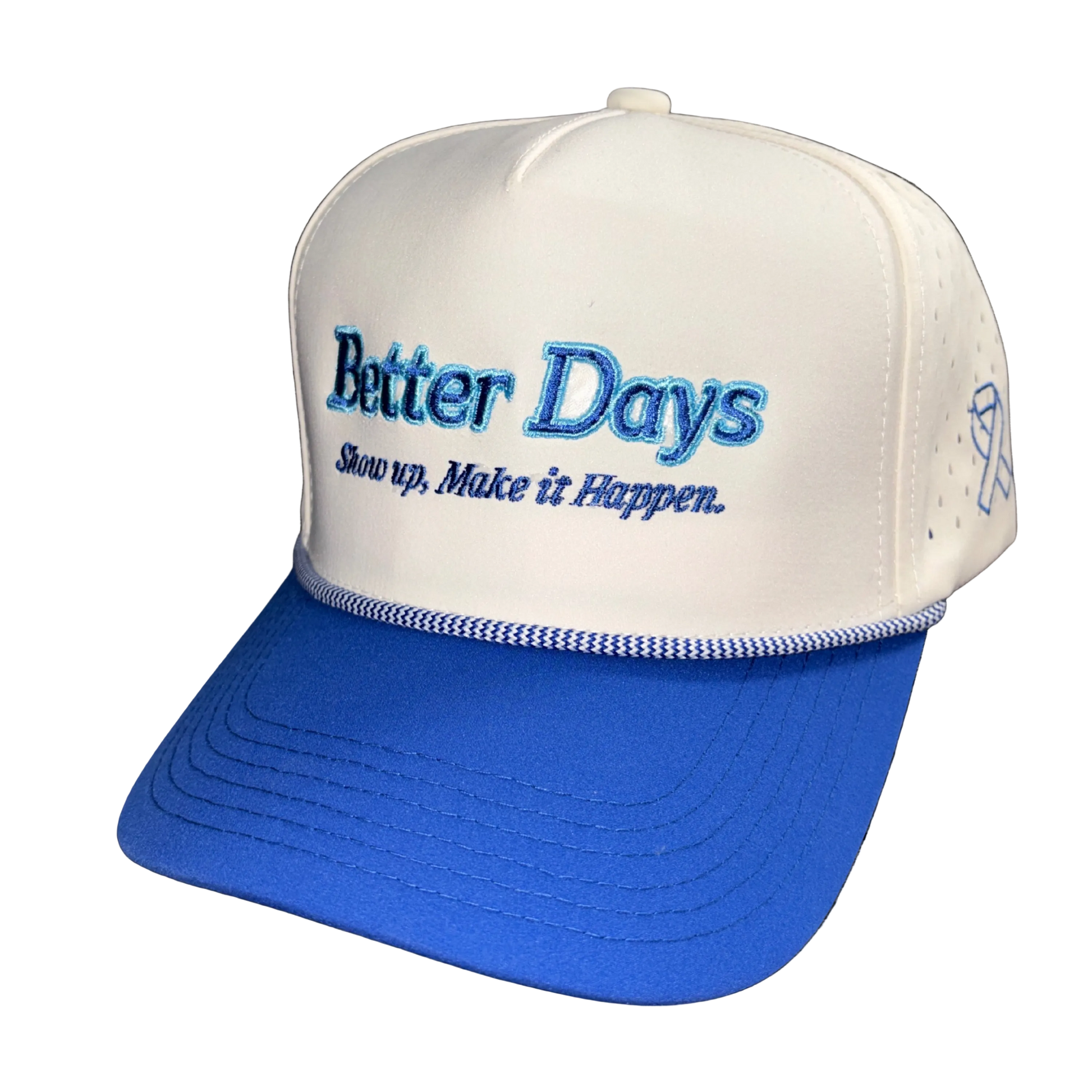 Better Days Company Long Island rope hat featuring a stylish brim and adjustable strap, perfect for casual outdoor wear.