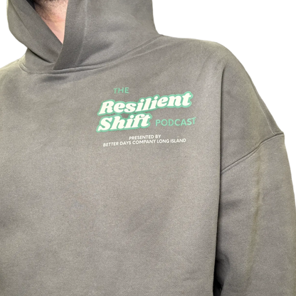 ODMPOD Resilient Shift Heavyweight Hoodie in black, front view showing soft fabric and stylish design.